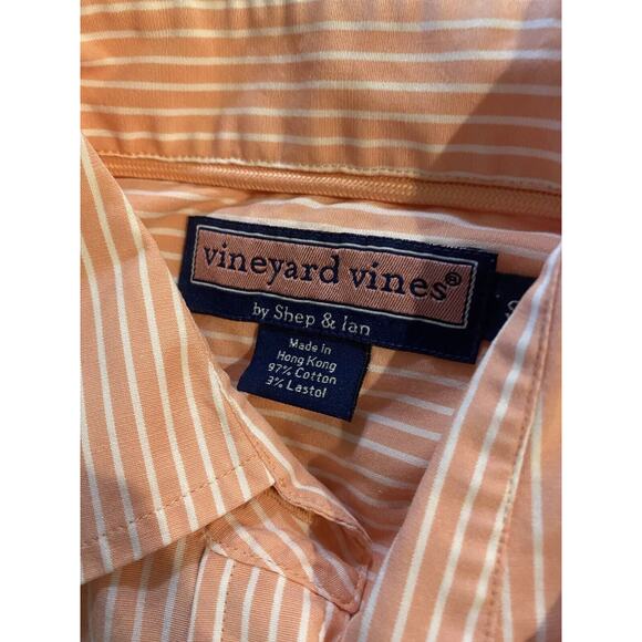 Vineyard Vines Women's Peach White Long Sleeve Collared Button Down Shirt Size S - Picture 3 of 6
